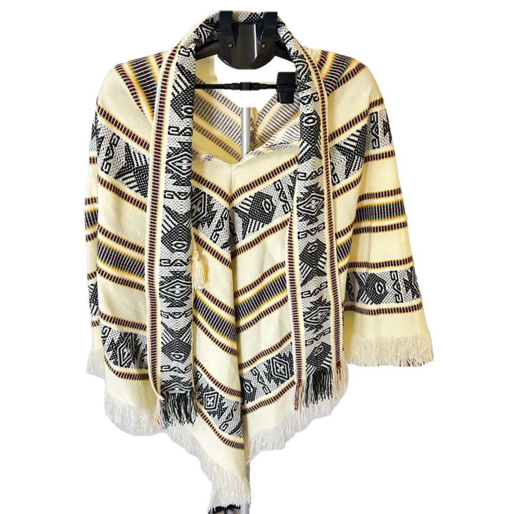 Women's Tejidos Diaz Poncho, One Size, Off-White